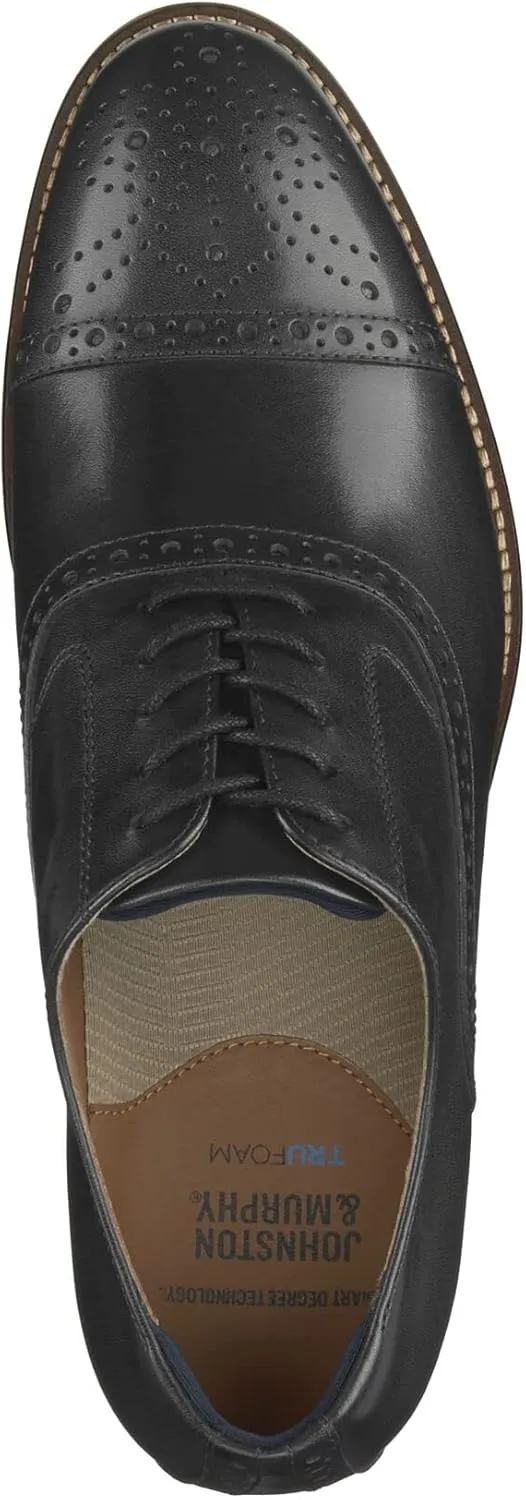 Johnston & Murphy Men’s Conard 2.0 Cap Toe Shoe – Men's Dress Shoes, Dress Shoes for Men, Rich Italian Leather Shoes, Men’s Work Shoes, Cushioned Footbed & Rubber Sole