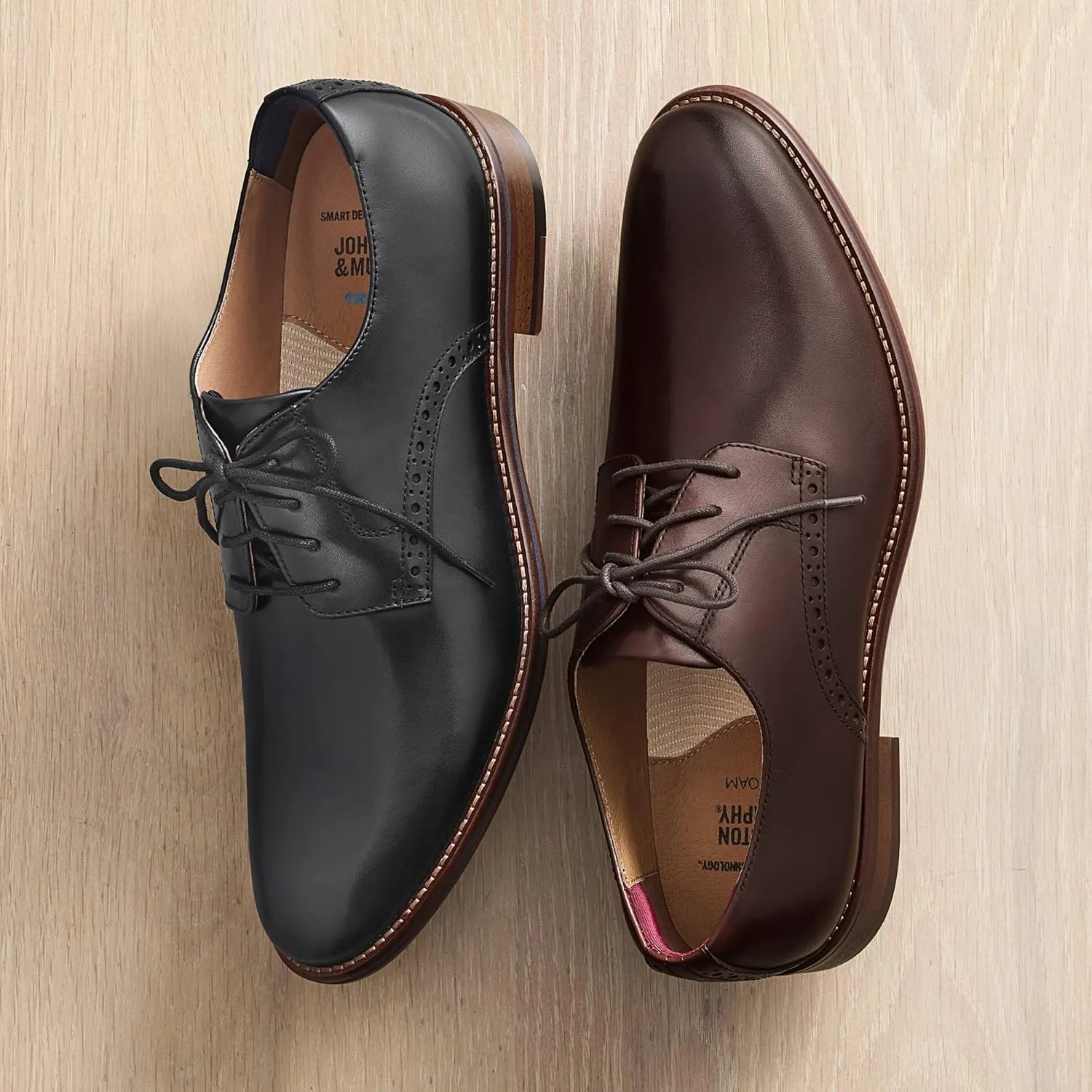 Johnston & Murphy Men’s Conard 2.0 Plain Toe Shoe – Men's Dress Shoes, Dress Shoes for Men, Rich Italian Leather Shoes, Men’s Work Shoes, Cushioned Footbed & Rubber Sole