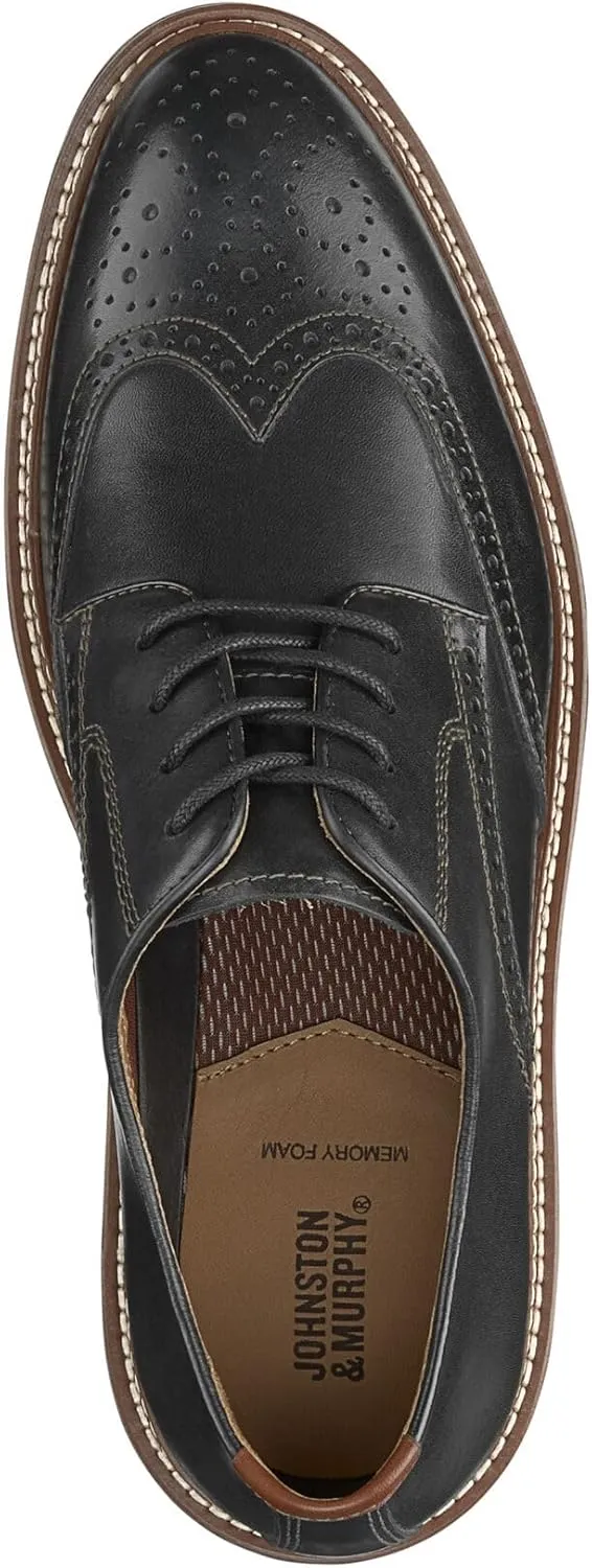 Johnston & Murphy Upton Wingtip Shoes, Business Casual Men’s Dress Shoes, Comfortable Leather Shoes for Men