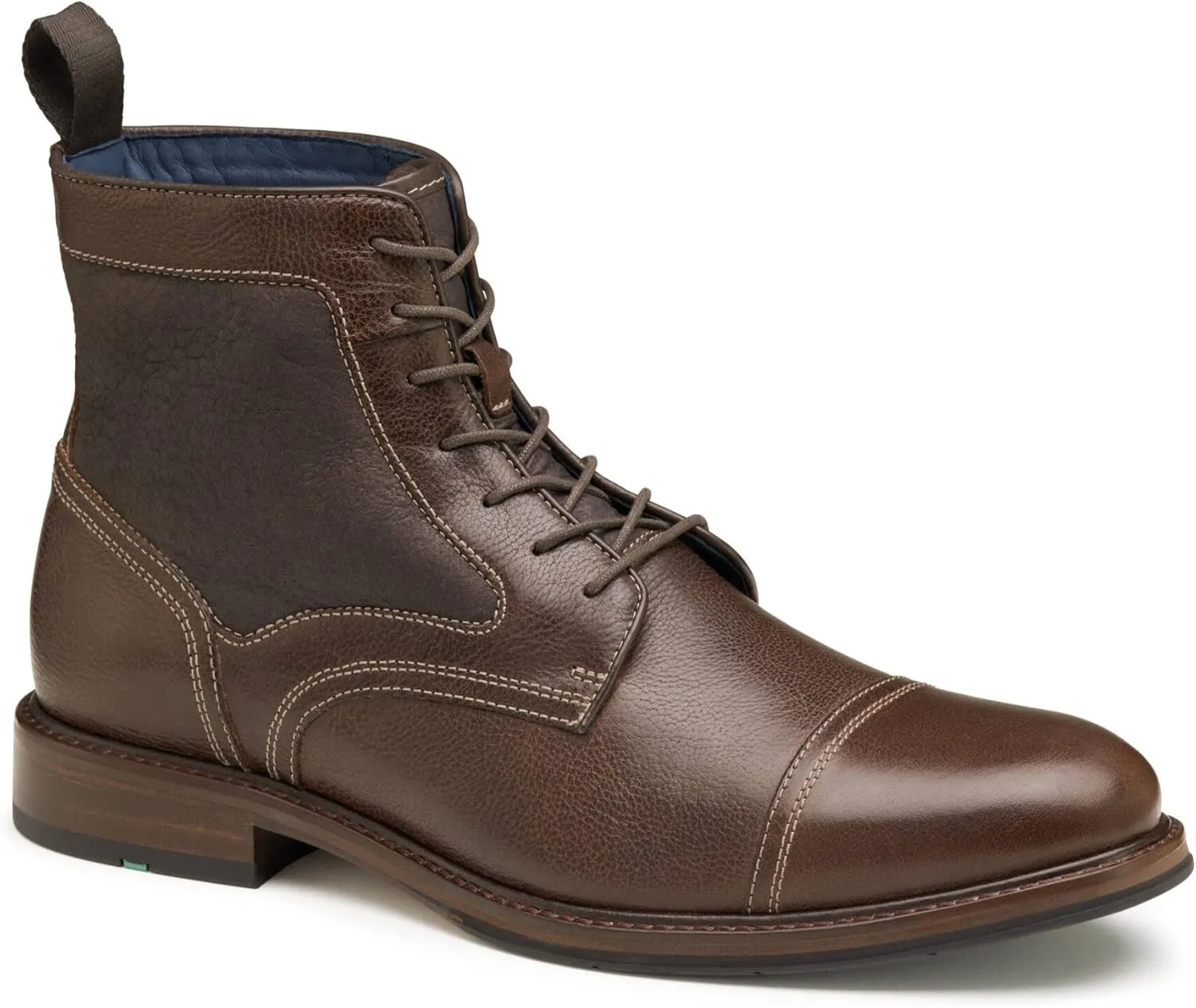 Johnston & Murphy XC Flex Raleigh Men’s Cap Toe Shearling Boot - Casual Boots for Men, Full Grain Leather Shoe, Moisture Wicking Mesh, Removable Cushioned Dual Density Footbed