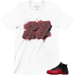 Jordan 12 Flu Game Black Varsity Red Shirt to Match Sneakers Men's Tee