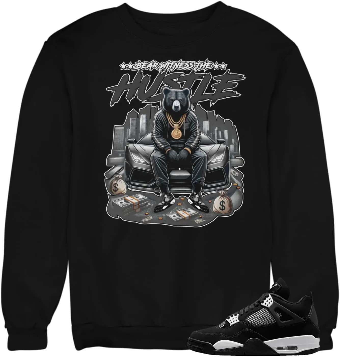 Jordan 4 White Thunder Men's T Sweatshirt To Match Sneakers