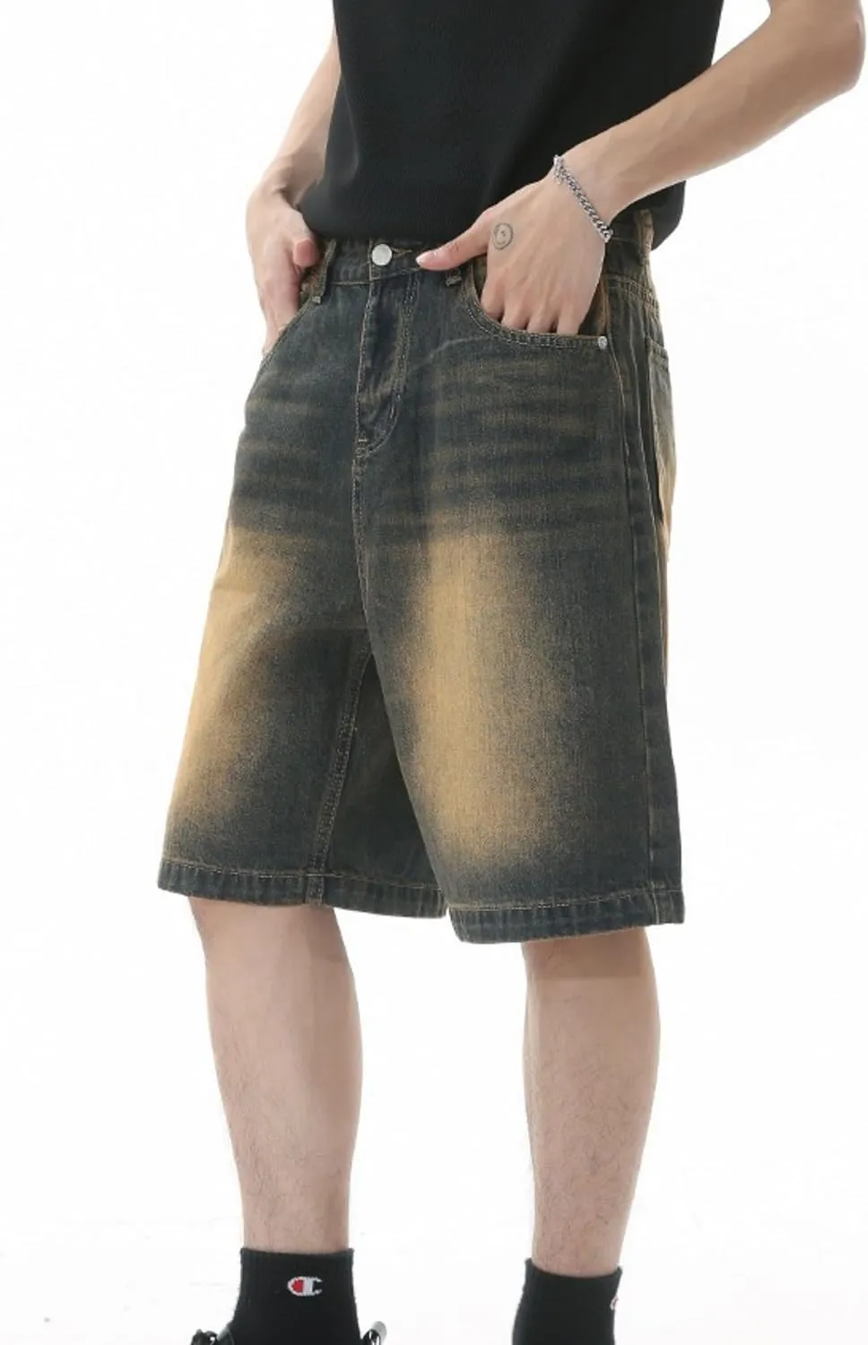 Jorts Men Baggy Y2k Hip Hop Shorts Skater Jeans Grunge Shorts Aesthetic Pants