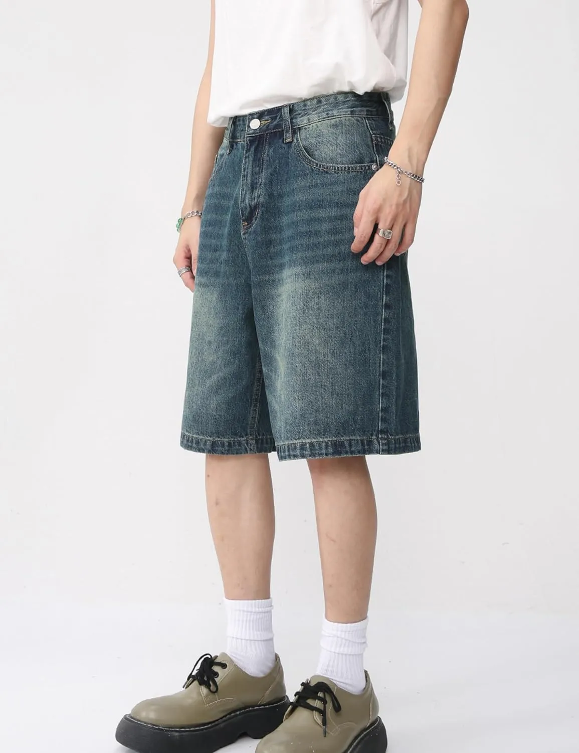 Jorts Men Baggy Y2k Hip Hop Shorts Skater Jeans Grunge Shorts Aesthetic Pants