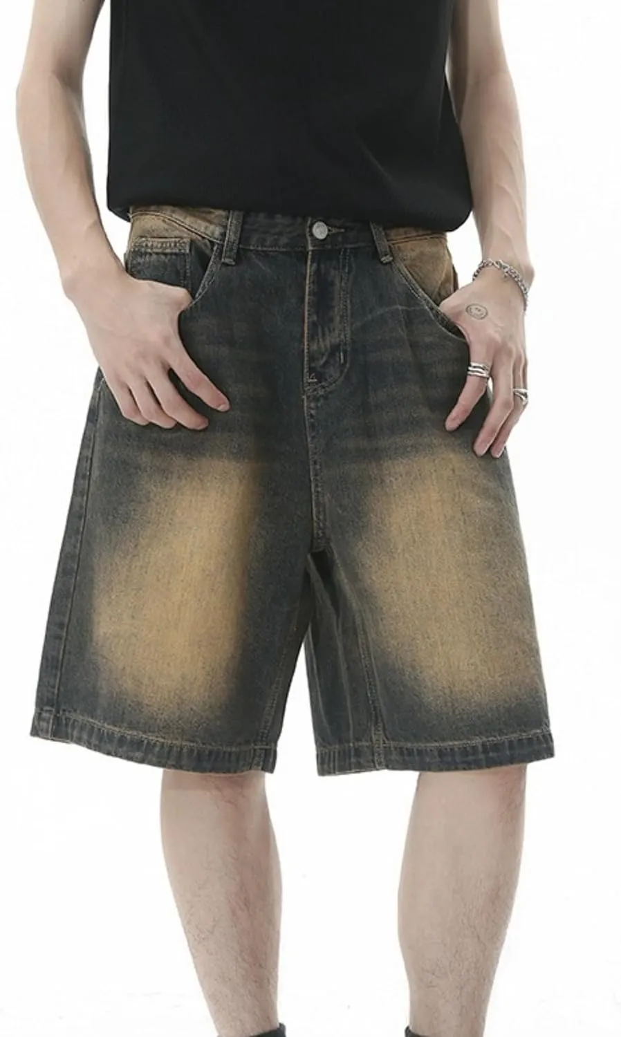 Jorts Men Baggy Y2k Hip Hop Shorts Skater Jeans Grunge Shorts Aesthetic Pants