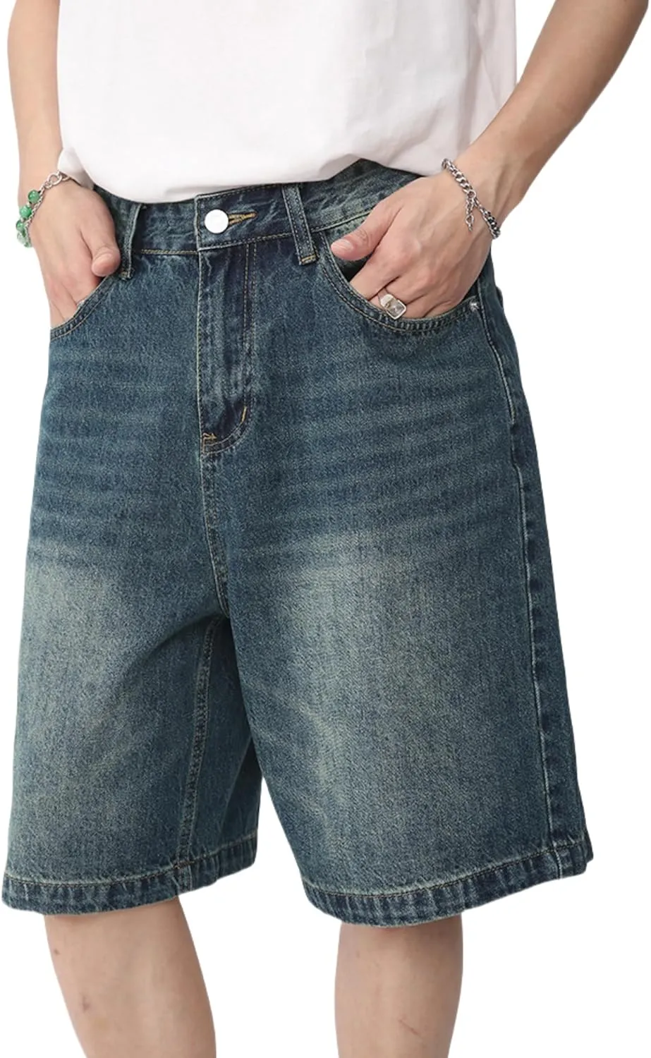 Jorts Men Baggy Y2k Hip Hop Shorts Skater Jeans Grunge Shorts Aesthetic Pants