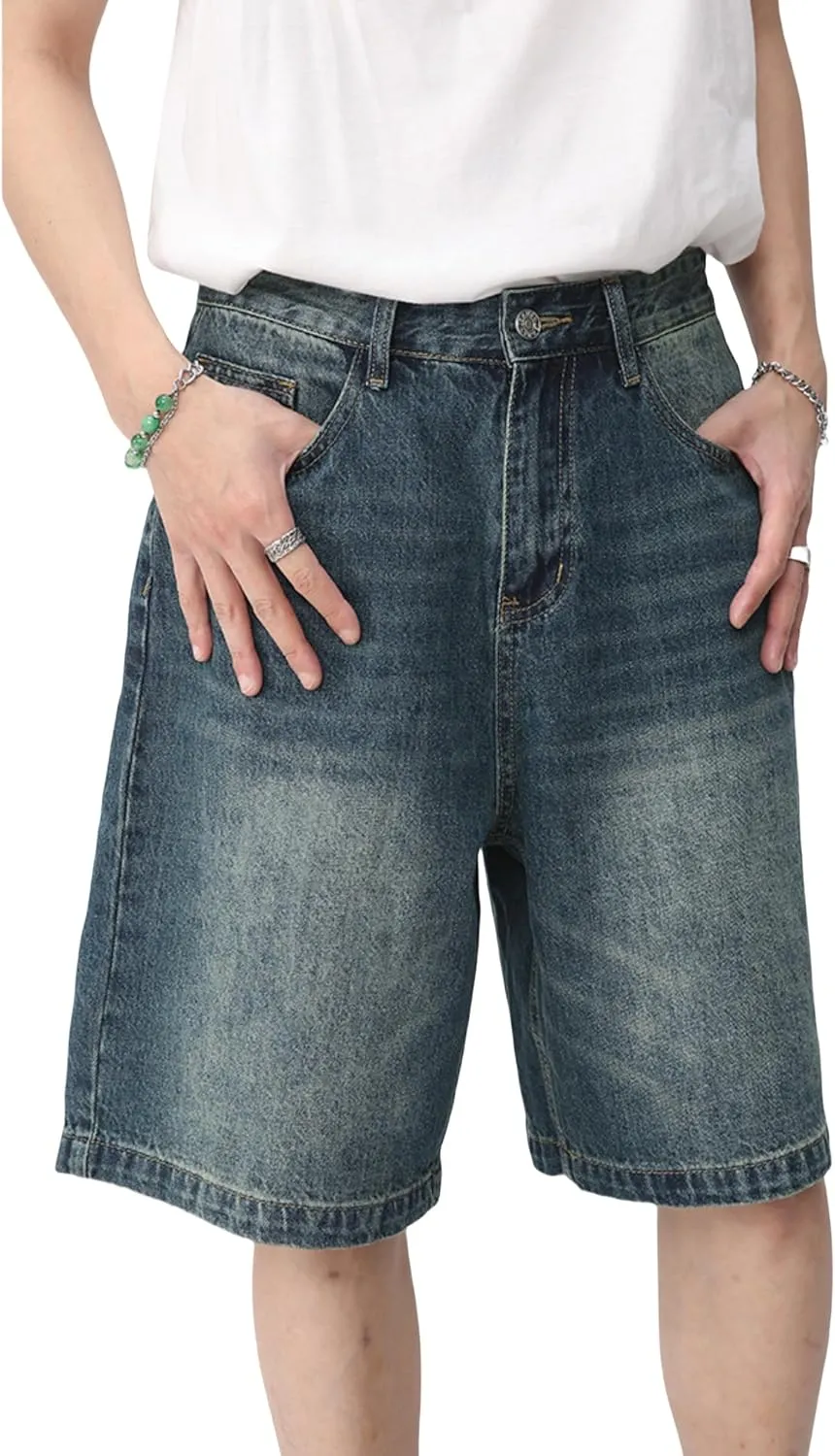 Jorts Men Baggy Y2k Hip Hop Shorts Skater Jeans Grunge Shorts Aesthetic Pants