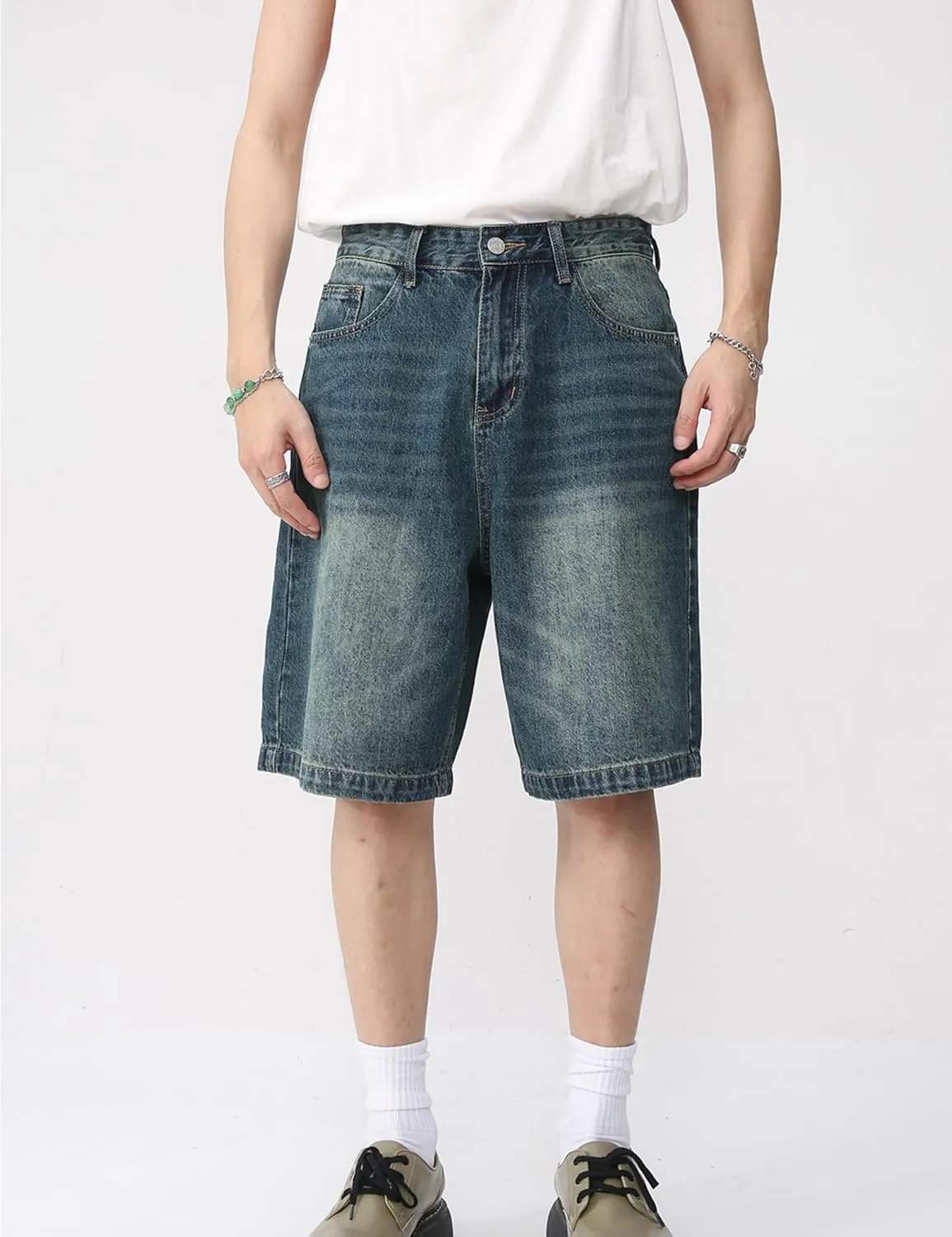 Jorts Men Baggy Y2k Hip Hop Shorts Skater Jeans Grunge Shorts Aesthetic Pants