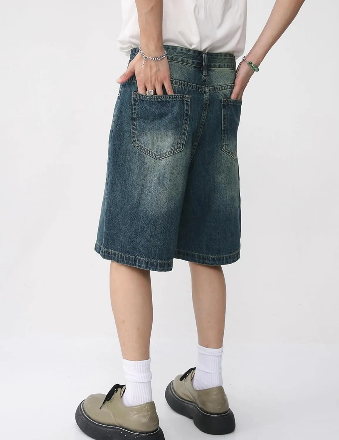 Jorts Men Baggy Y2k Hip Hop Shorts Skater Jeans Grunge Shorts Aesthetic Pants