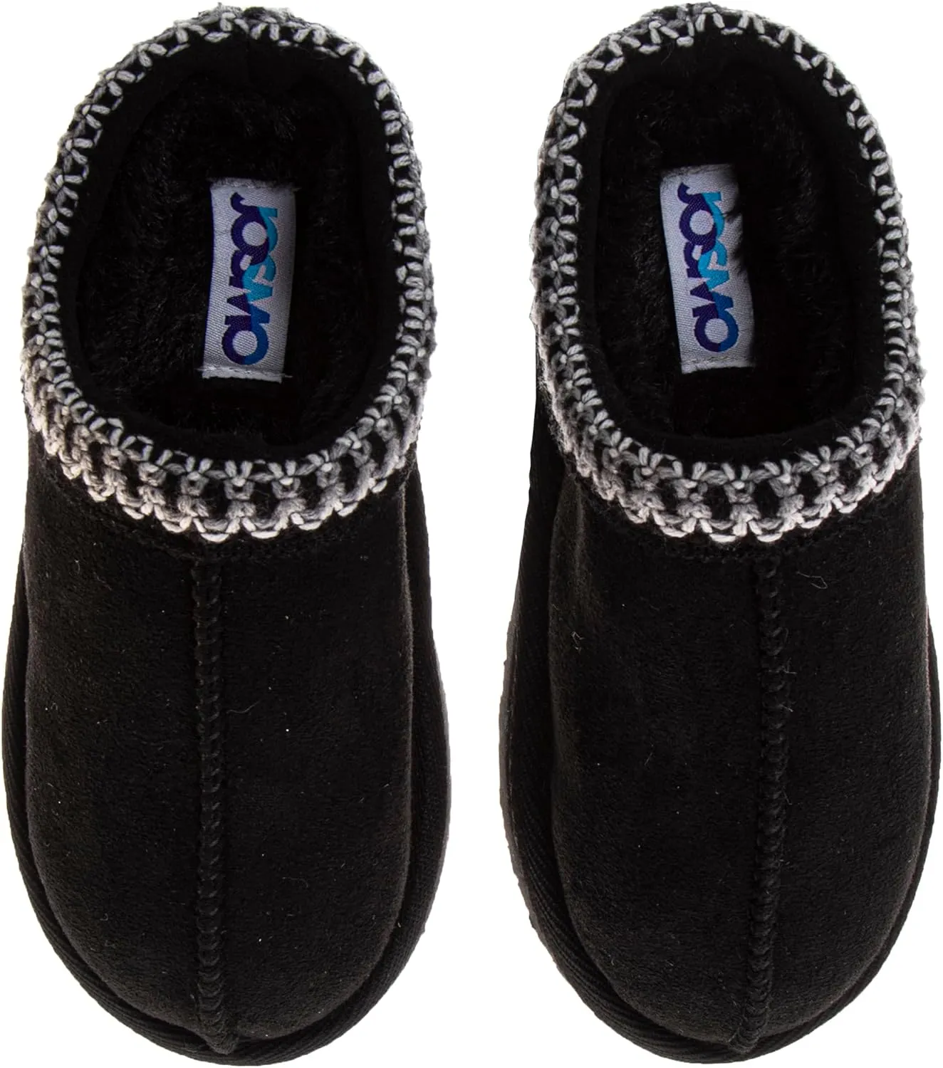 Josmo Girls Boys Kids Slippers Thick Sole - Comfy Moccasins Slides Faux Fur Soft Bedroom Foam House Shoes - Little Kid/Big Kid