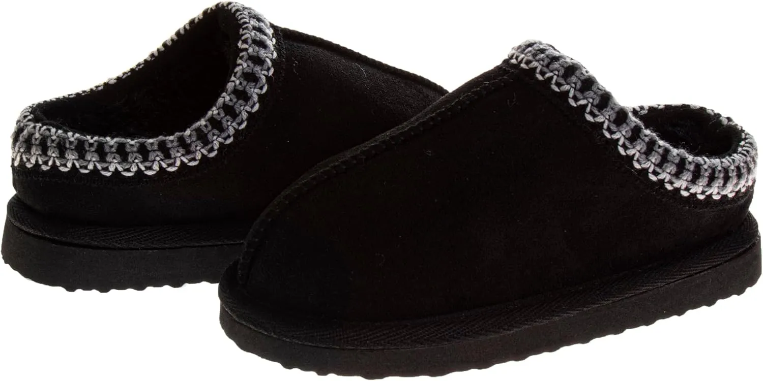 Josmo Girls Boys Kids Slippers Thick Sole - Comfy Moccasins Slides Faux Fur Soft Bedroom Foam House Shoes - Little Kid/Big Kid