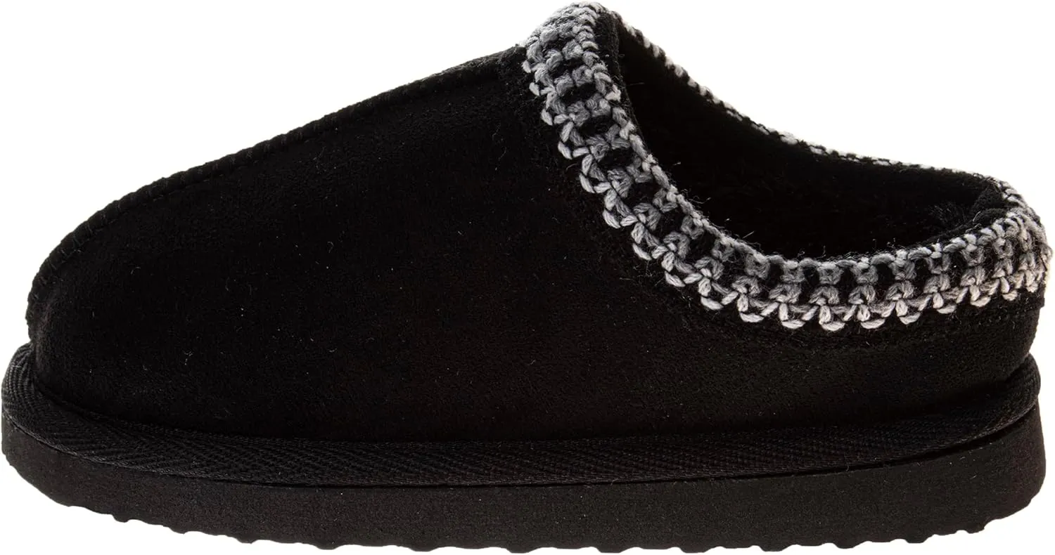 Josmo Girls Boys Kids Slippers Thick Sole - Comfy Moccasins Slides Faux Fur Soft Bedroom Foam House Shoes - Little Kid/Big Kid