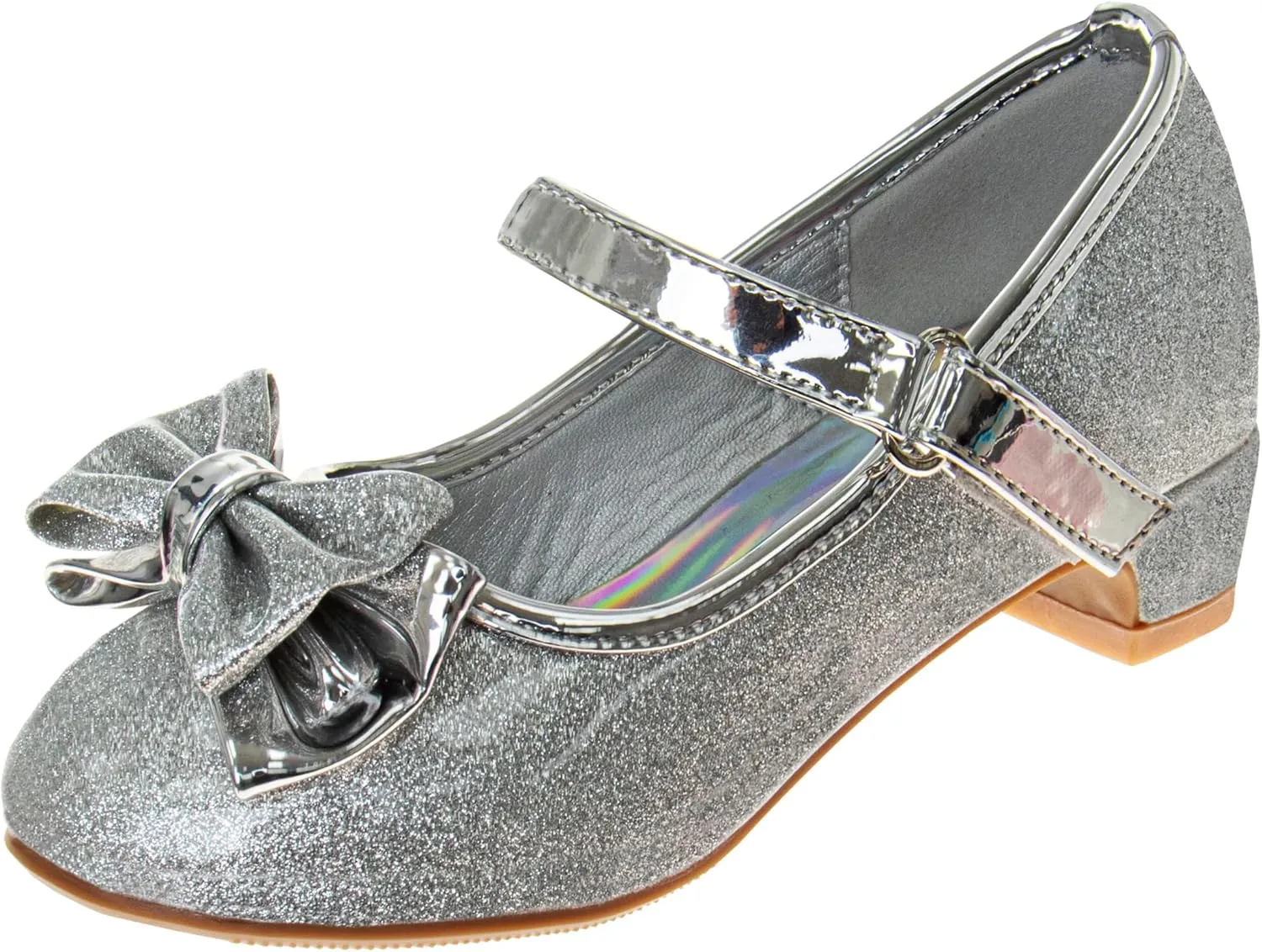 Josmo Girls Sparkly Dress Bow Sandals - Formal Party Wear Shoes