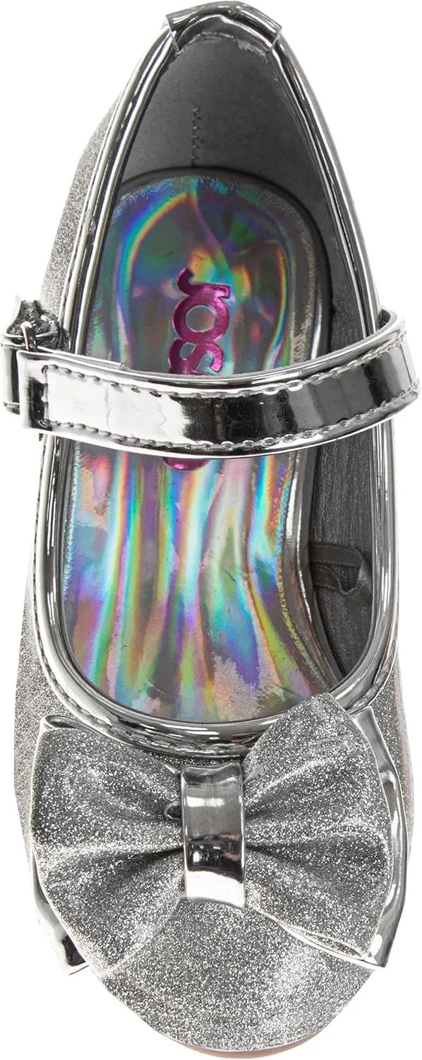 Josmo Girls Sparkly Dress Bow Sandals - Formal Party Wear Shoes