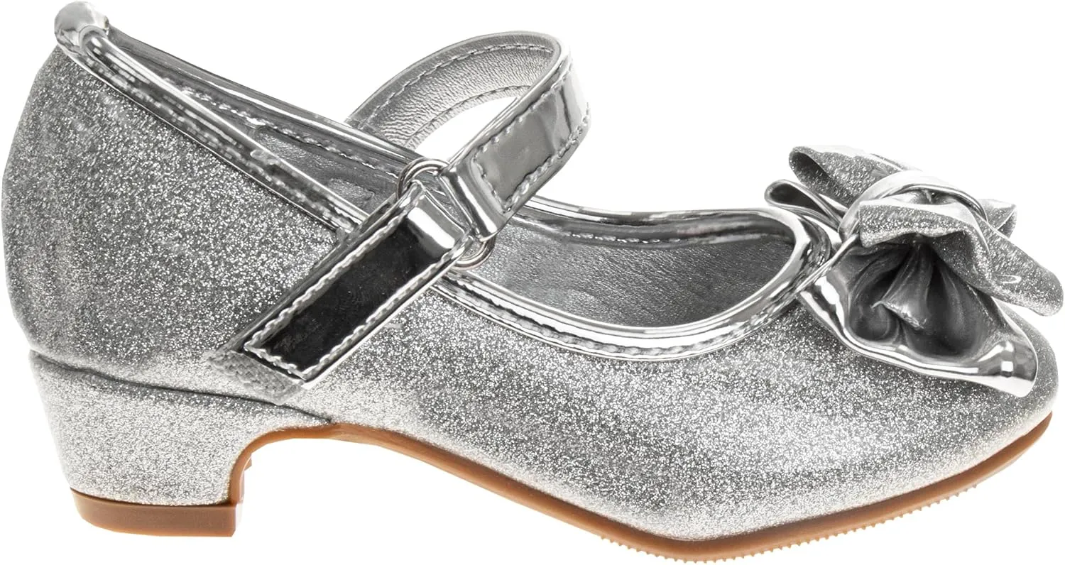Josmo Girls Sparkly Dress Bow Sandals - Formal Party Wear Shoes
