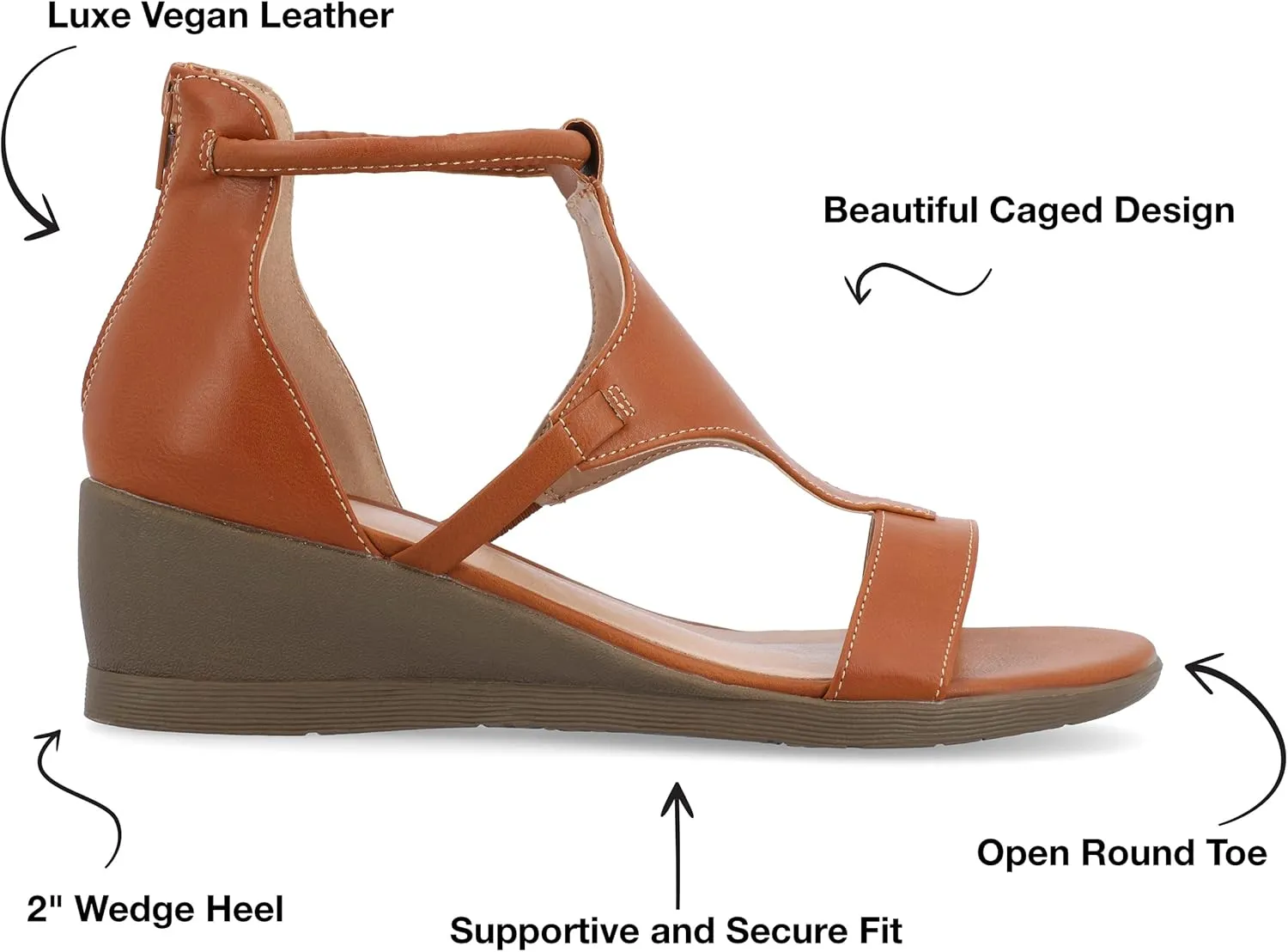 Journee Collection Womens Trayle Faux Leather Strappy Wedge Sandals