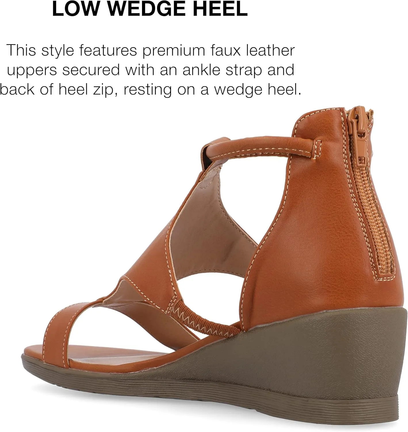 Journee Collection Womens Trayle Faux Leather Strappy Wedge Sandals
