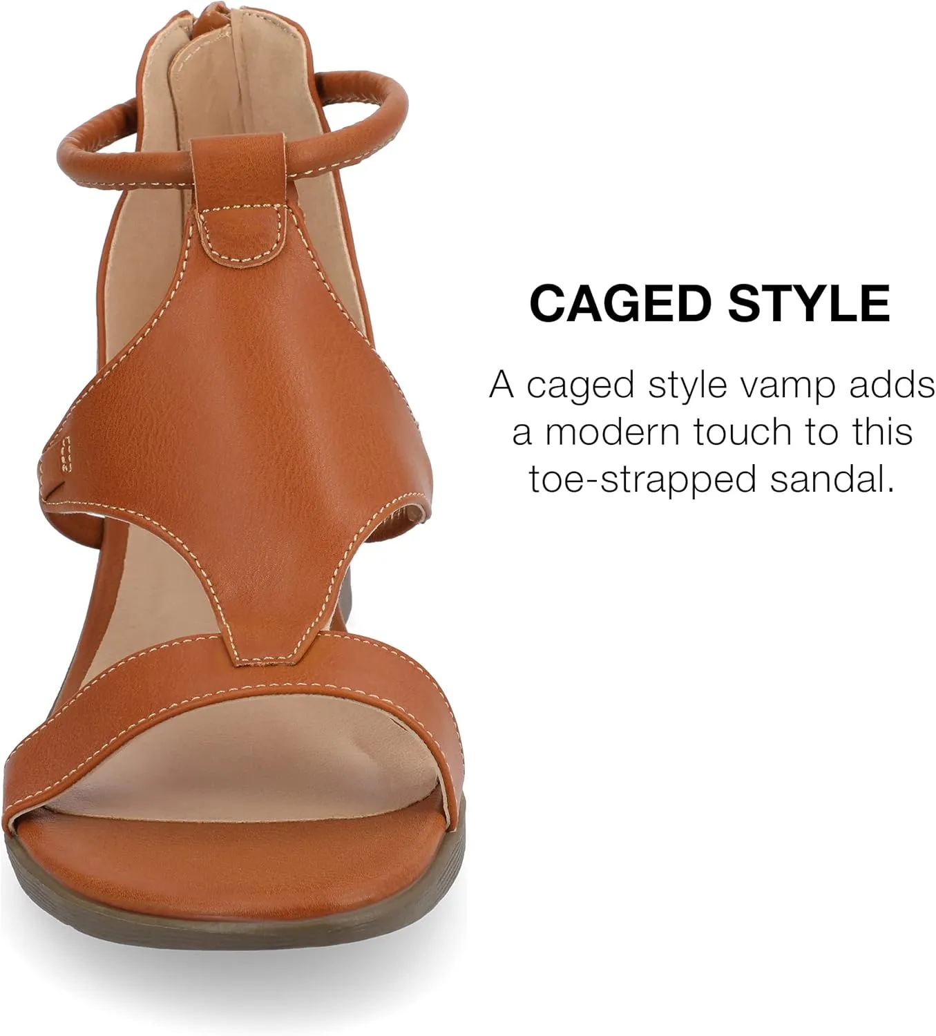 Journee Collection Womens Trayle Faux Leather Strappy Wedge Sandals