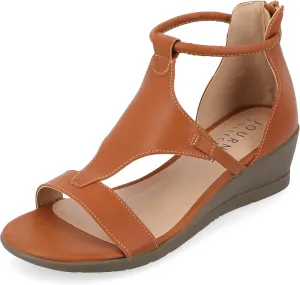 Journee Collection Womens Trayle Faux Leather Strappy Wedge Sandals