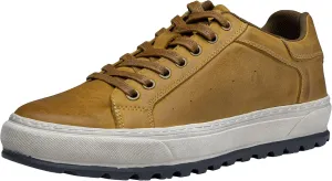 Jousen Men's Brown Leather Casual Fashion Sneakers