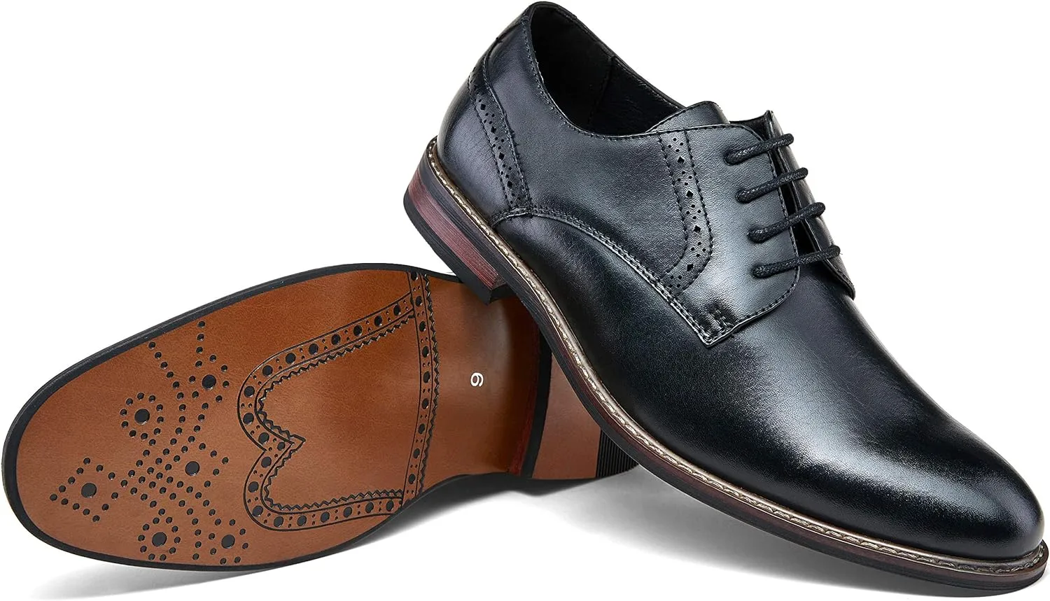 Jousen Men's Dress Cap Toe Wingtip Brogue Oxford Formal Shoes for Business and Derby Occasions