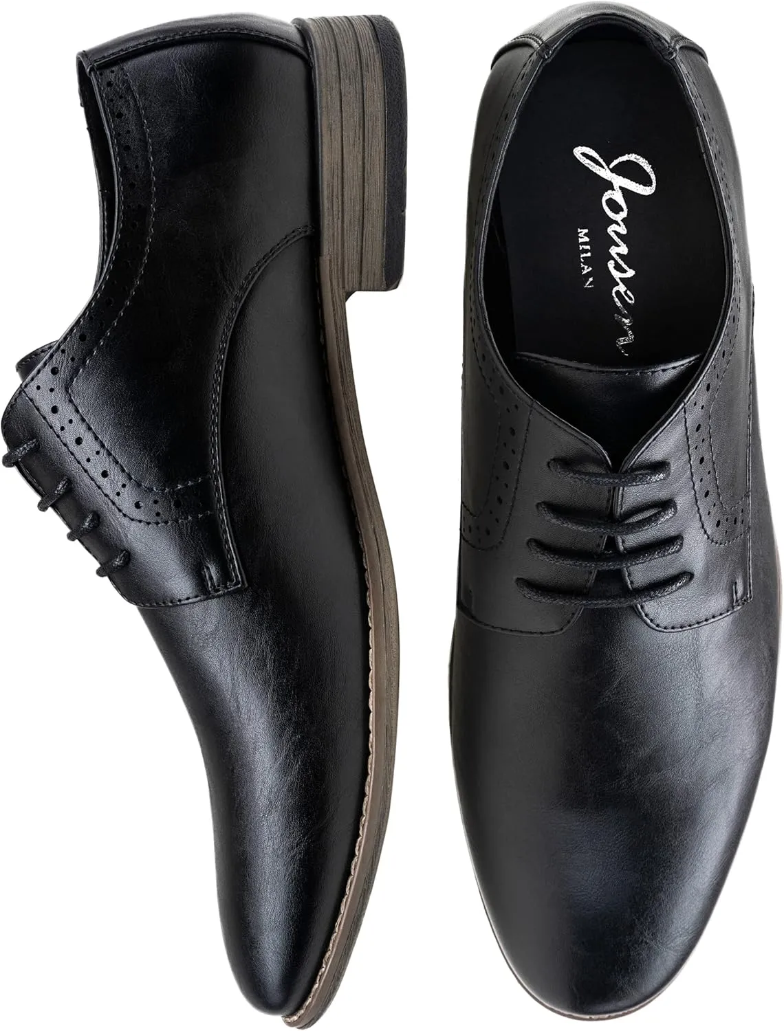 Jousen Men's Oxford Plain Toe Dress Shoes Classic Formal Derby Shoes
