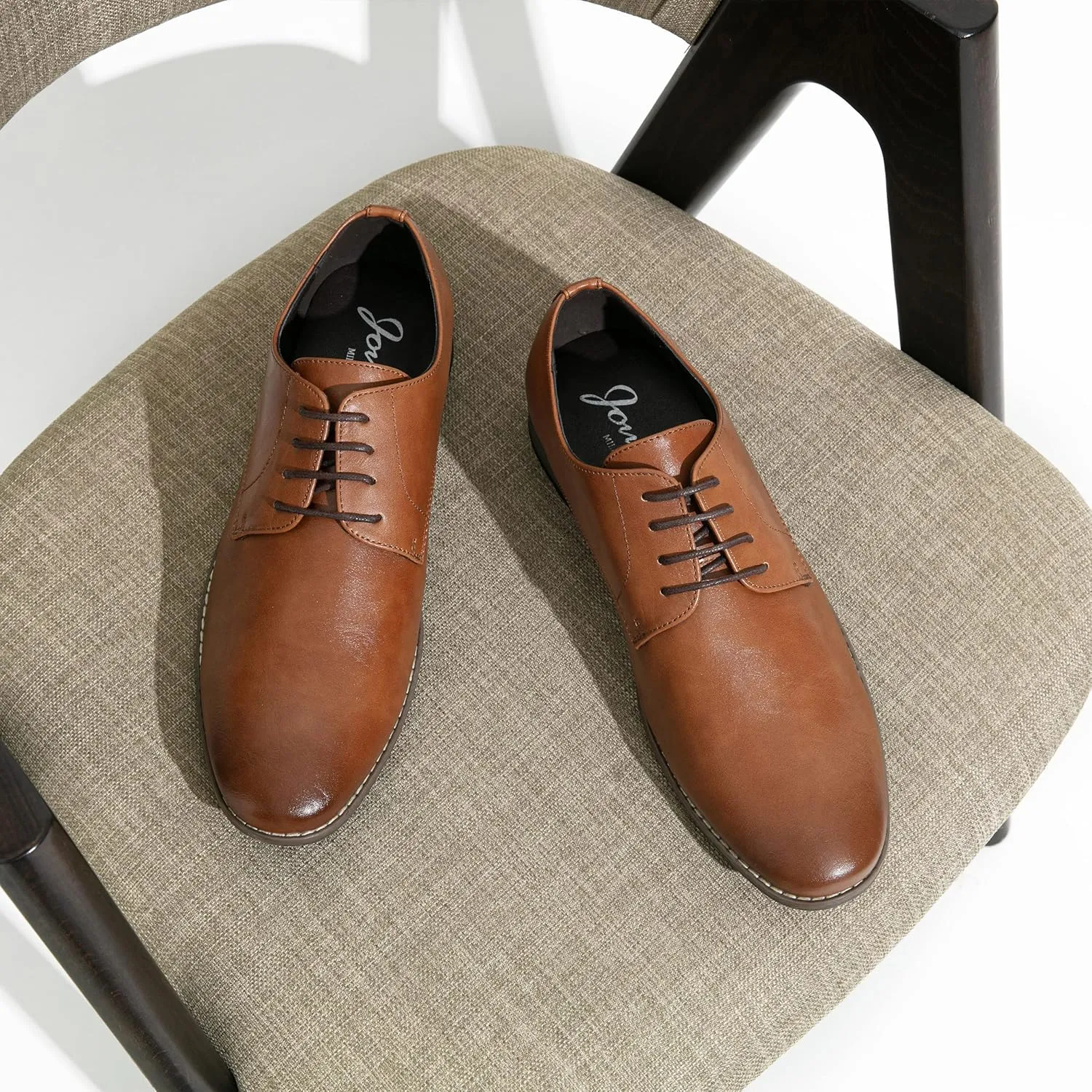 Jousen Men's Oxford Plain Toe Dress Shoes Classic Formal Derby Shoes