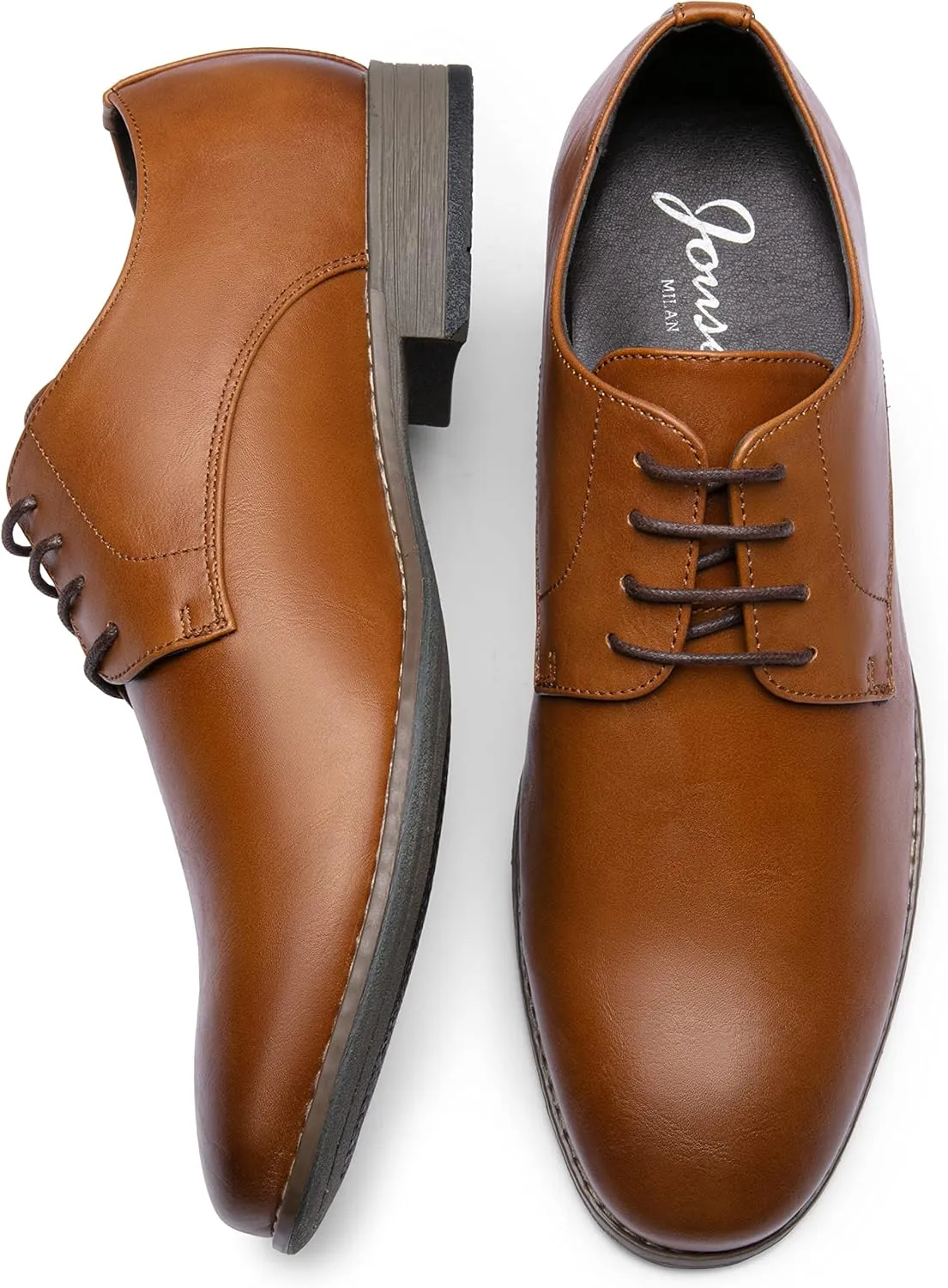 Jousen Men's Oxford Plain Toe Dress Shoes Classic Formal Derby Shoes