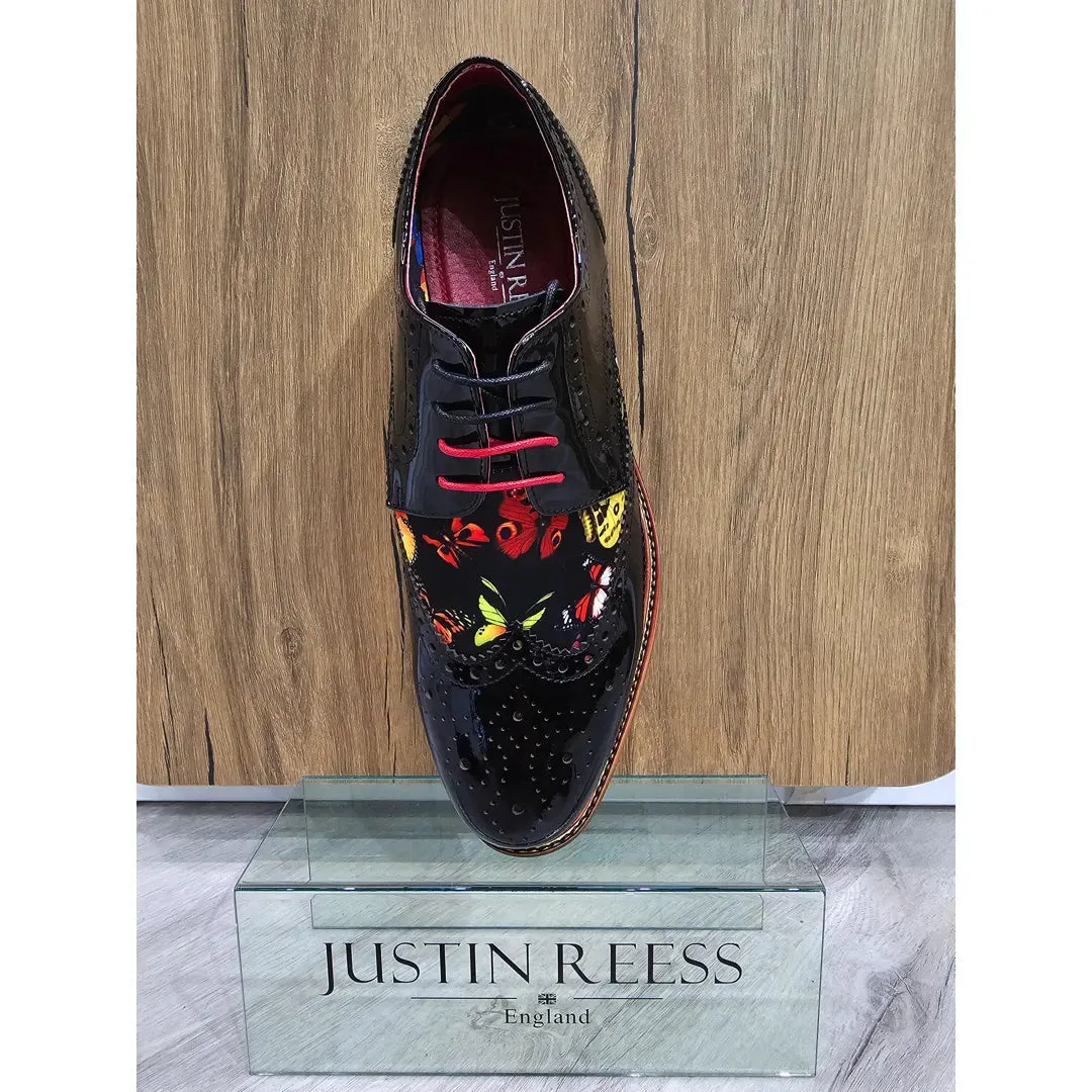 JULIUS - MEN'S BUTTERFLY PRINT PATENT LEATHER BROGUE SHOES