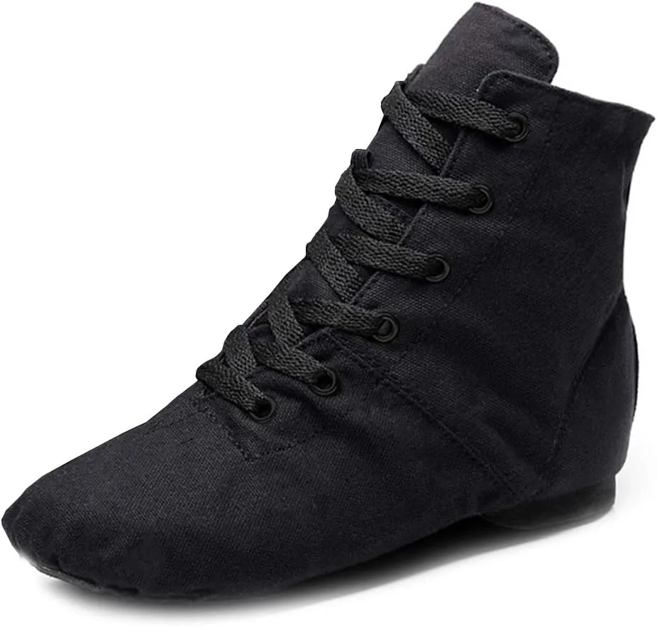 JUODVMP Women's Canvas Flats Boots Jazz Dance Shoes Breathable Canvas Jazz Dance Shoes Boot Jazz Shoes for Adult & Child,Model TJGBFBJS