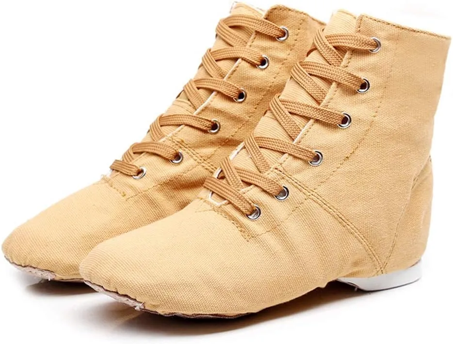 JUODVMP Women's Canvas Flats Boots Jazz Dance Shoes Breathable Canvas Jazz Dance Shoes Boot Jazz Shoes for Adult & Child,Model TJGBFBJS