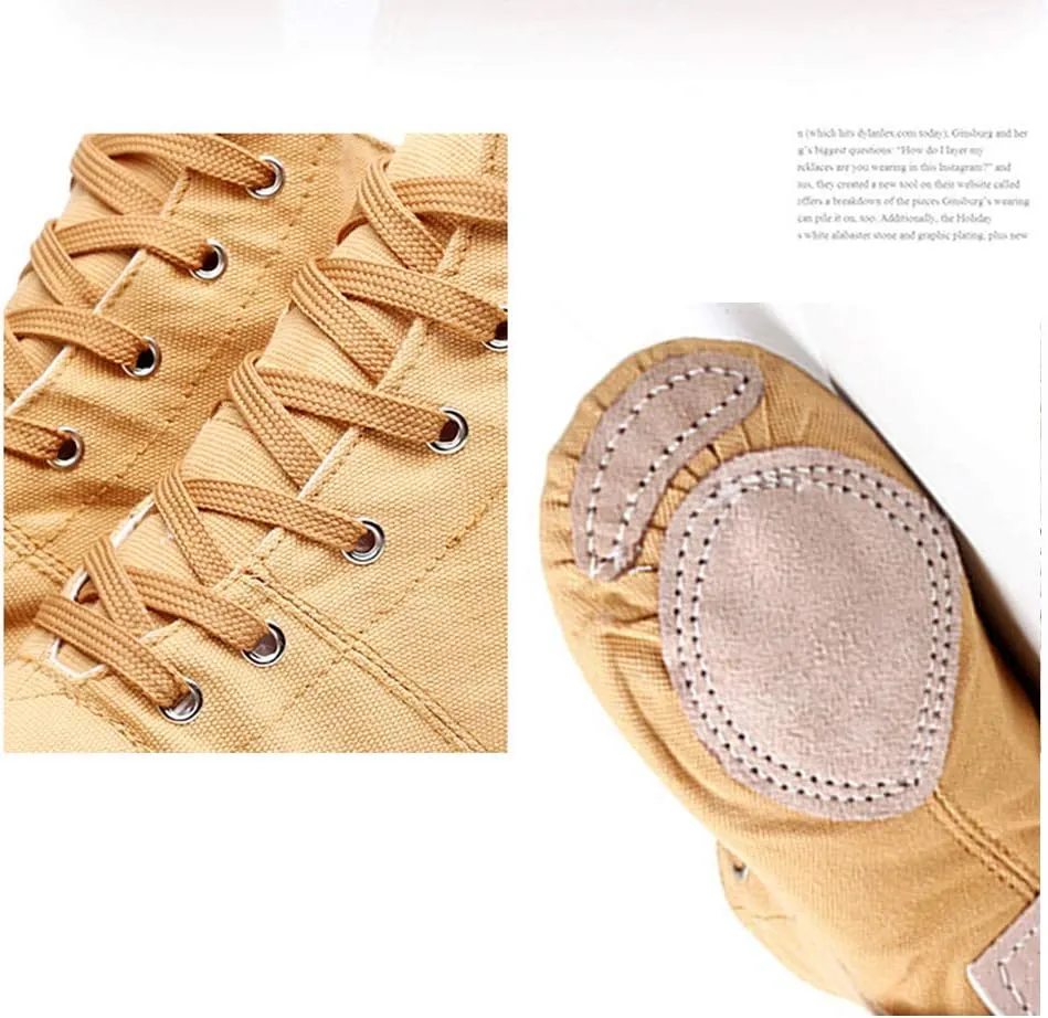 JUODVMP Women's Canvas Flats Boots Jazz Dance Shoes Breathable Canvas Jazz Dance Shoes Boot Jazz Shoes for Adult & Child,Model TJGBFBJS