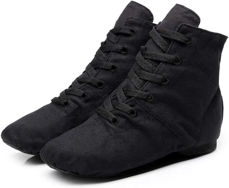 JUODVMP Women's Canvas Flats Boots Jazz Dance Shoes Breathable Canvas Jazz Dance Shoes Boot Jazz Shoes for Adult & Child,Model TJGBFBJS