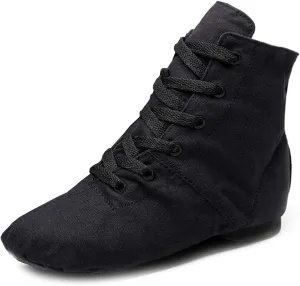 JUODVMP Women's Canvas Flats Boots Jazz Dance Shoes Breathable Canvas Jazz Dance Shoes Boot Jazz Shoes for Adult & Child,Model TJGBFBJS