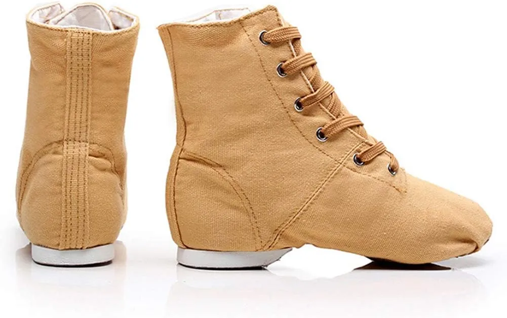 JUODVMP Women's Canvas Flats Boots Jazz Dance Shoes Breathable Canvas Jazz Dance Shoes Boot Jazz Shoes for Adult & Child,Model TJGBFBJS