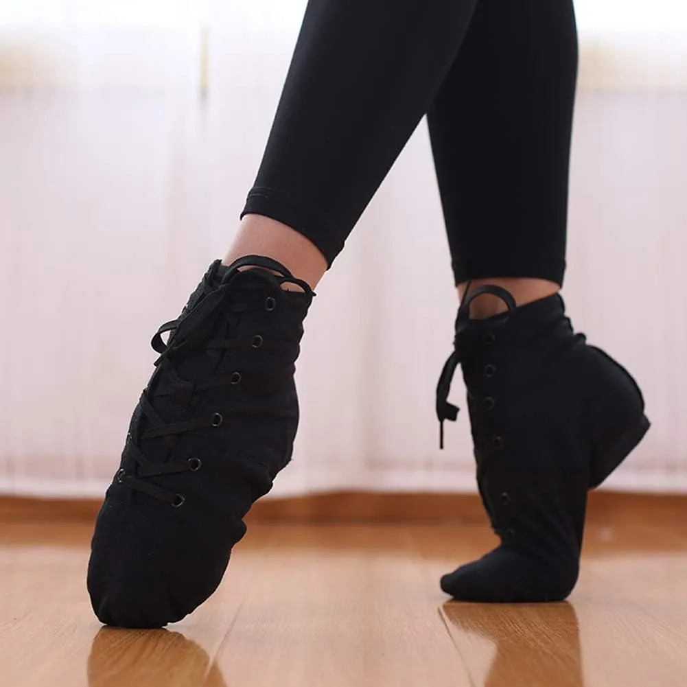 JUODVMP Women's Canvas Flats Boots Jazz Dance Shoes Breathable Canvas Jazz Dance Shoes Boot Jazz Shoes for Adult & Child,Model TJGBFBJS