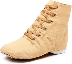 JUODVMP Women's Canvas Flats Boots Jazz Dance Shoes Breathable Canvas Jazz Dance Shoes Boot Jazz Shoes for Adult & Child,Model TJGBFBJS