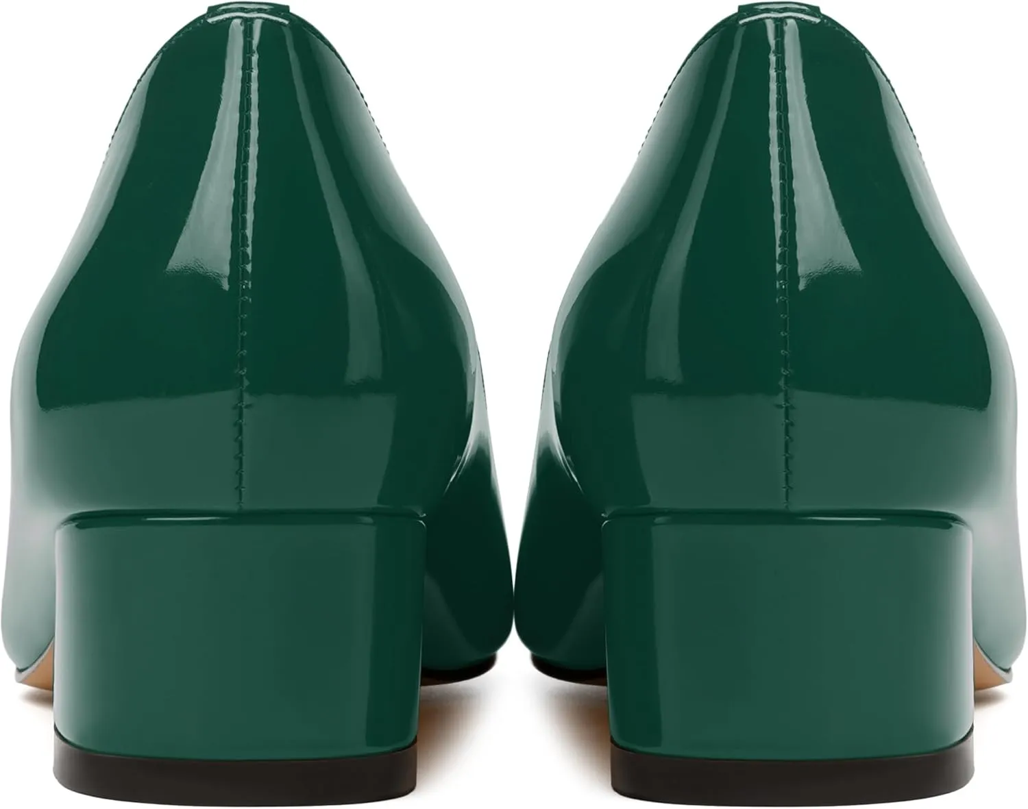 JUSTDANNI Womens Business Pointed Toe Stylish Patent Formal Slip On Chunky Low Heel Pumps Shoes 1.5 Inch