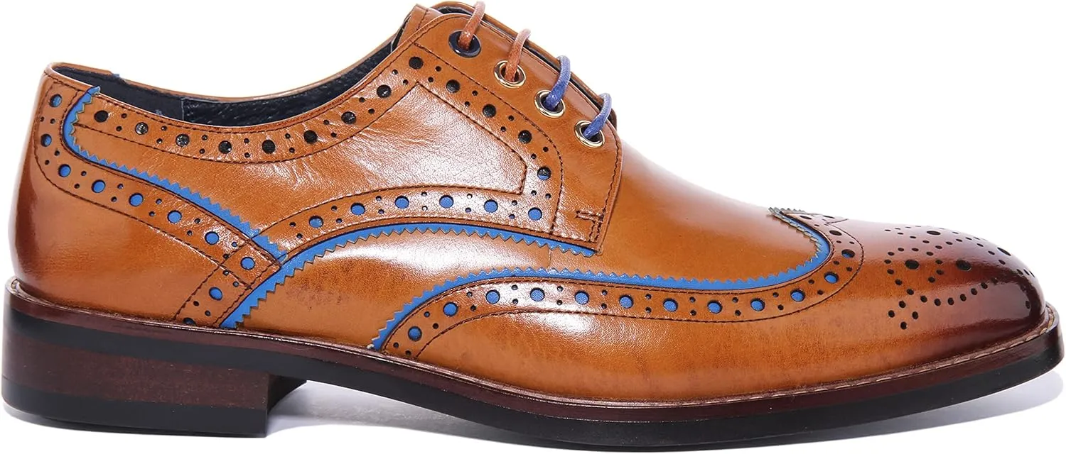 JUSTINREESS Simon Men's Lace Up Leather Brogue Shoes