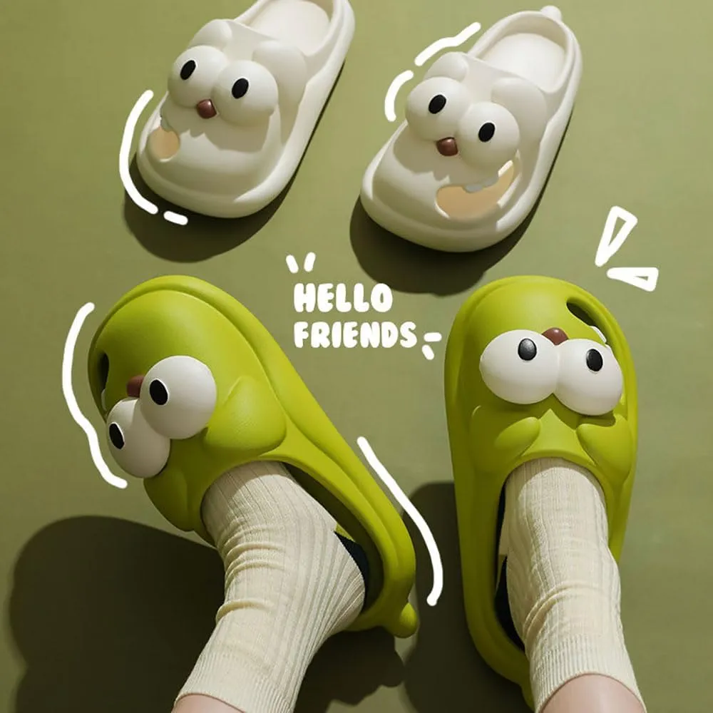 Kapley Big Eye Dog Slippers, Tongue Kiss Slippers, Women's Cartoon Dog Slippers, 3D Big Eye Dog Fun Package Head Slippers