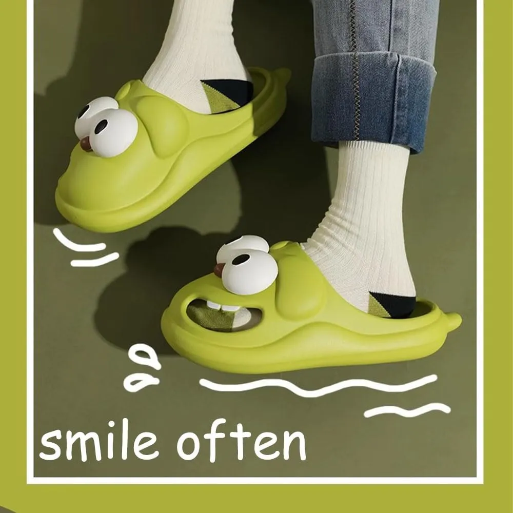 Kapley Big Eye Dog Slippers, Tongue Kiss Slippers, Women's Cartoon Dog Slippers, 3D Big Eye Dog Fun Package Head Slippers