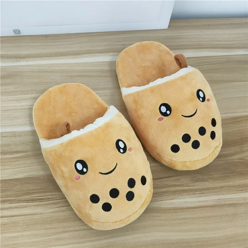 Kawaii Bubble Tea Plushie Slippers