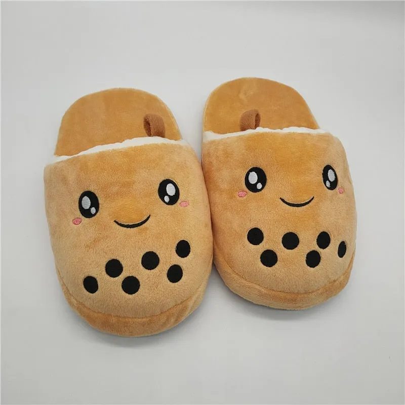 Kawaii Bubble Tea Plushie Slippers