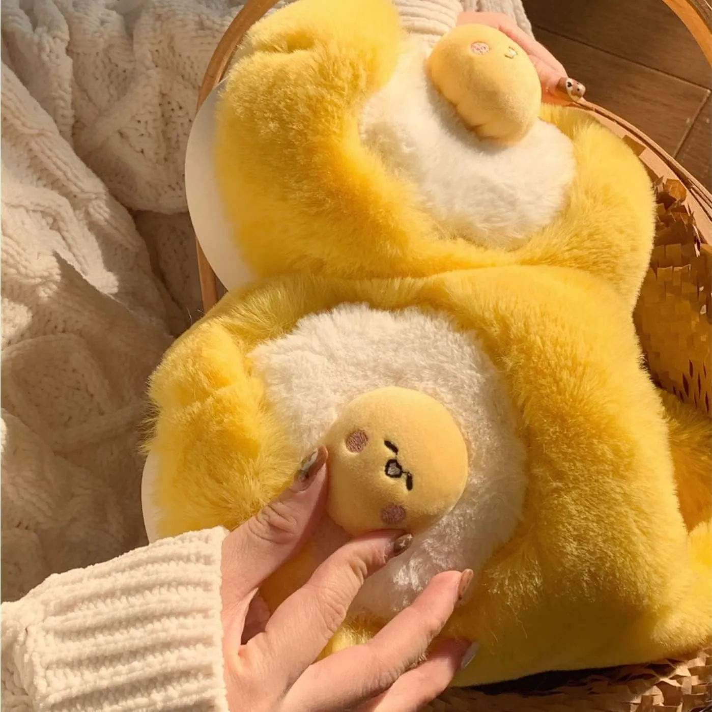 Kawaii Egg Slippers for Women Fluffy Warm House Slippers Fuzzy Slippers Women Cute Slippers for Women