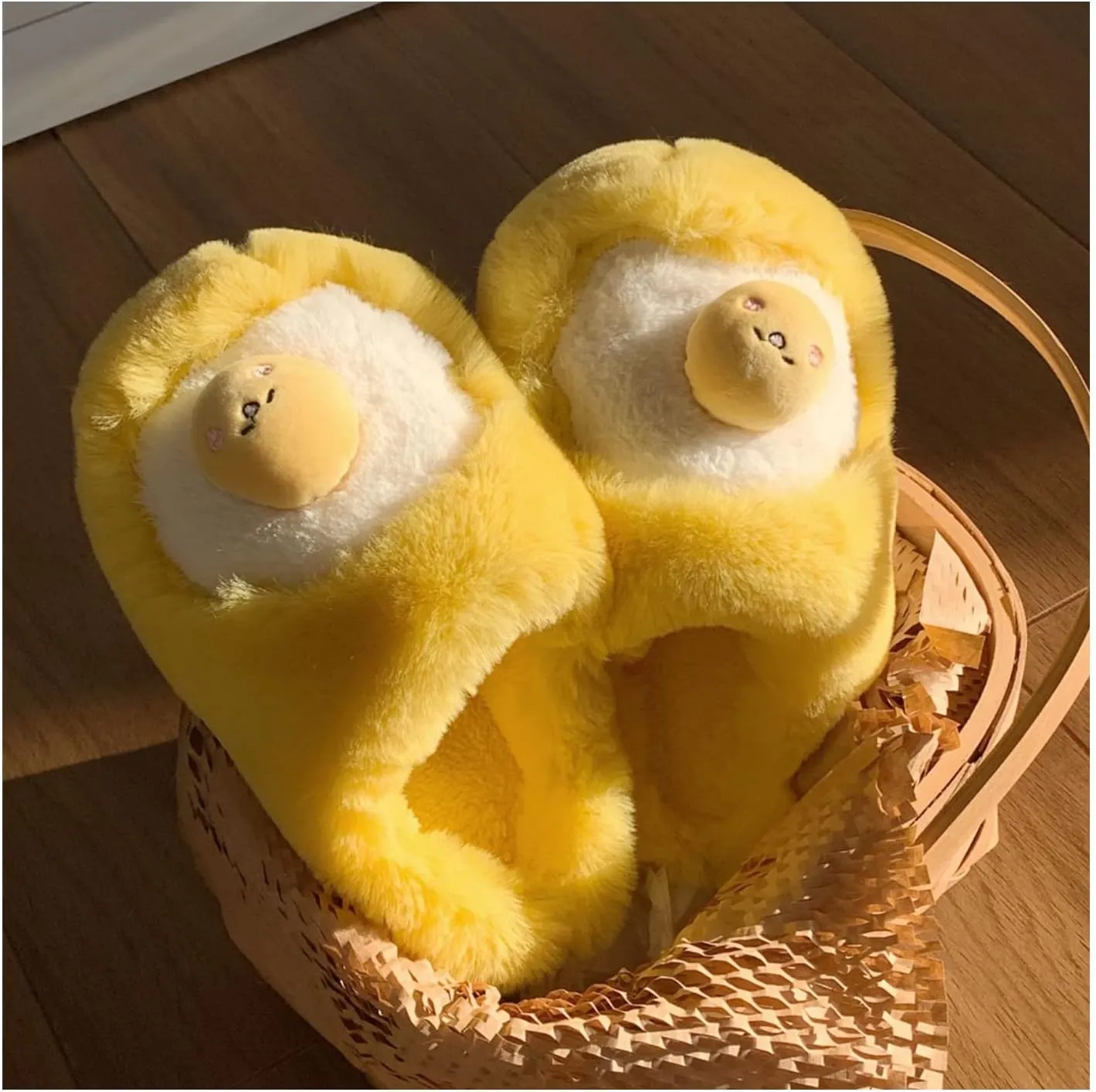 Kawaii Egg Slippers for Women Fluffy Warm House Slippers Fuzzy Slippers Women Cute Slippers for Women