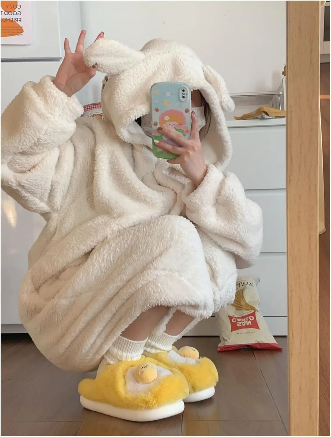 Kawaii Egg Slippers for Women Fluffy Warm House Slippers Fuzzy Slippers Women Cute Slippers for Women