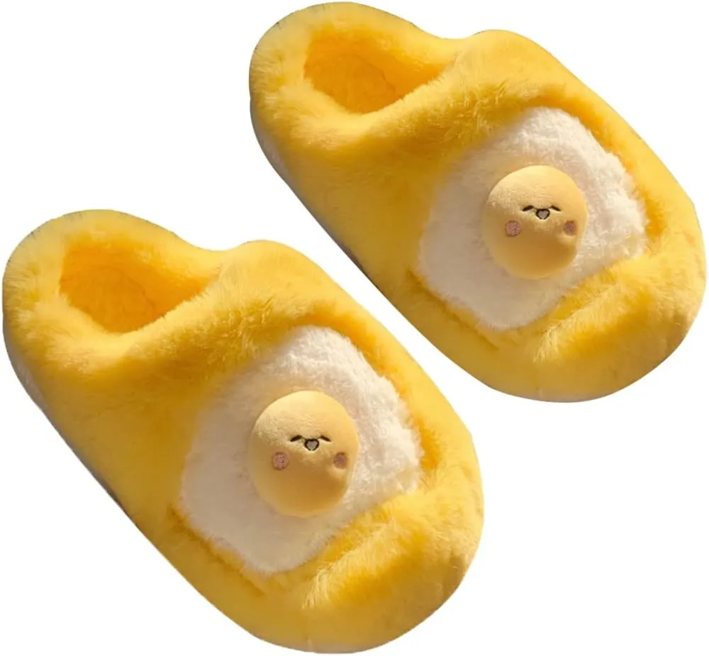 Kawaii Egg Slippers for Women Fluffy Warm House Slippers Fuzzy Slippers Women Cute Slippers for Women