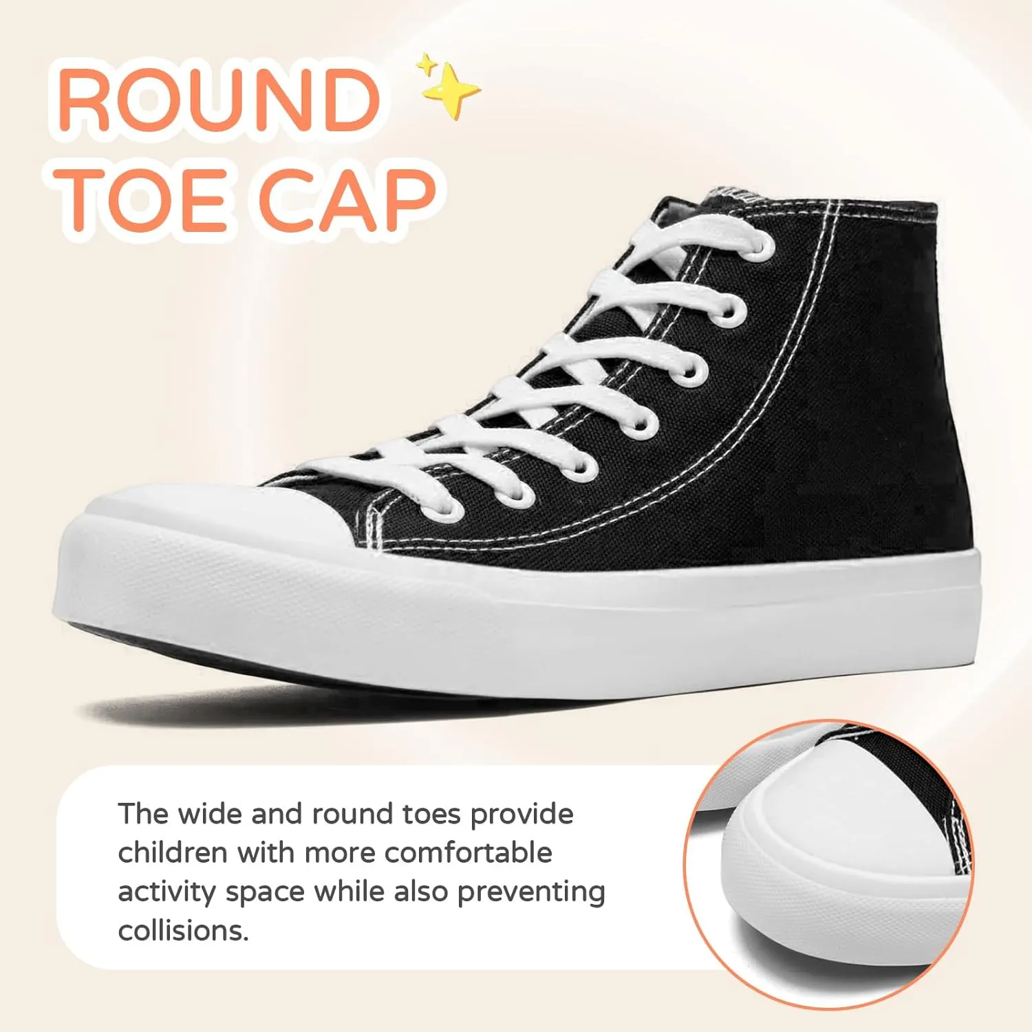Kids Canvas Sneakers for Girls Boys High Top Canvas Fashion Shoes Comfortable Classic Casual Lace up Walking Running Shoes