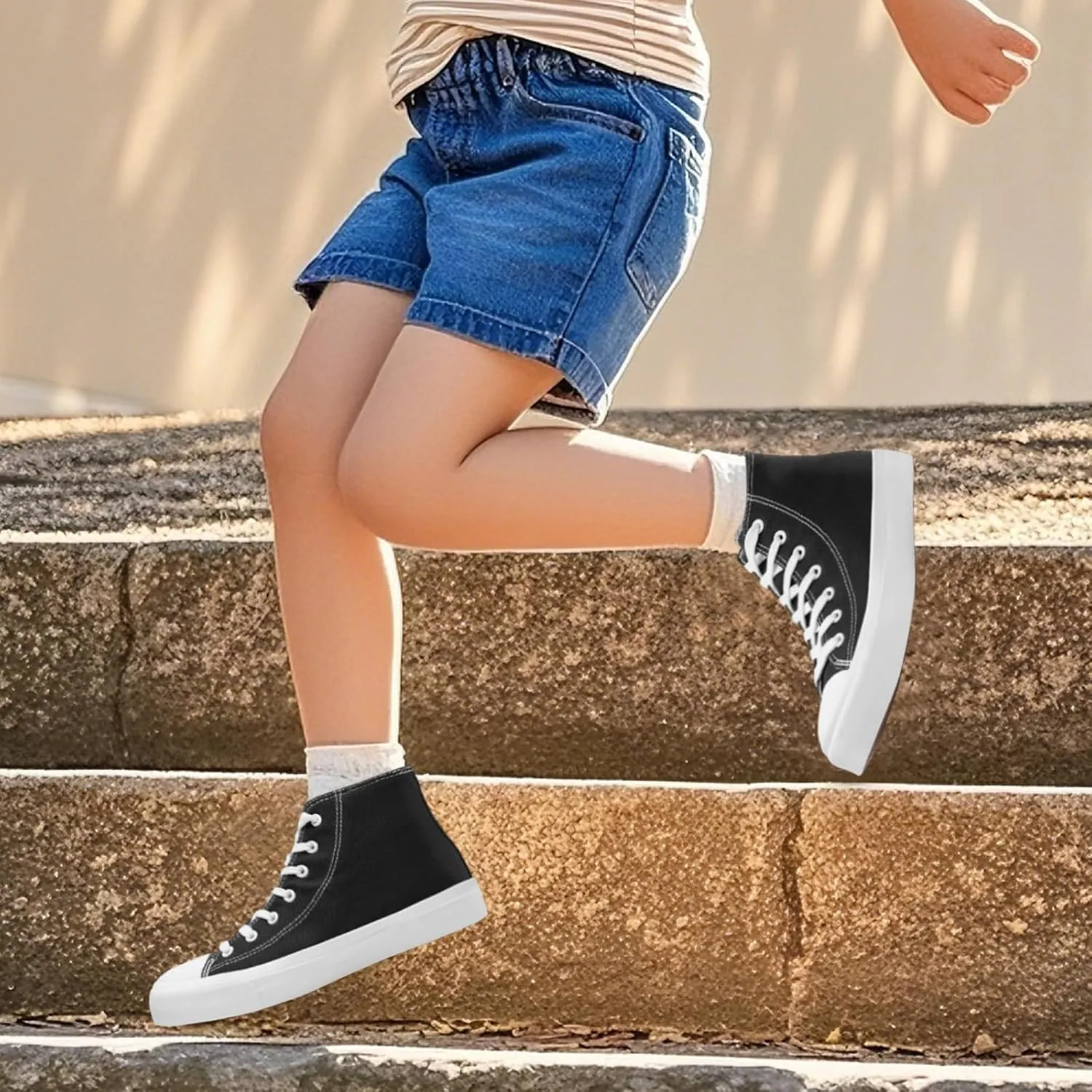 Kids Canvas Sneakers for Girls Boys High Top Canvas Fashion Shoes Comfortable Classic Casual Lace up Walking Running Shoes