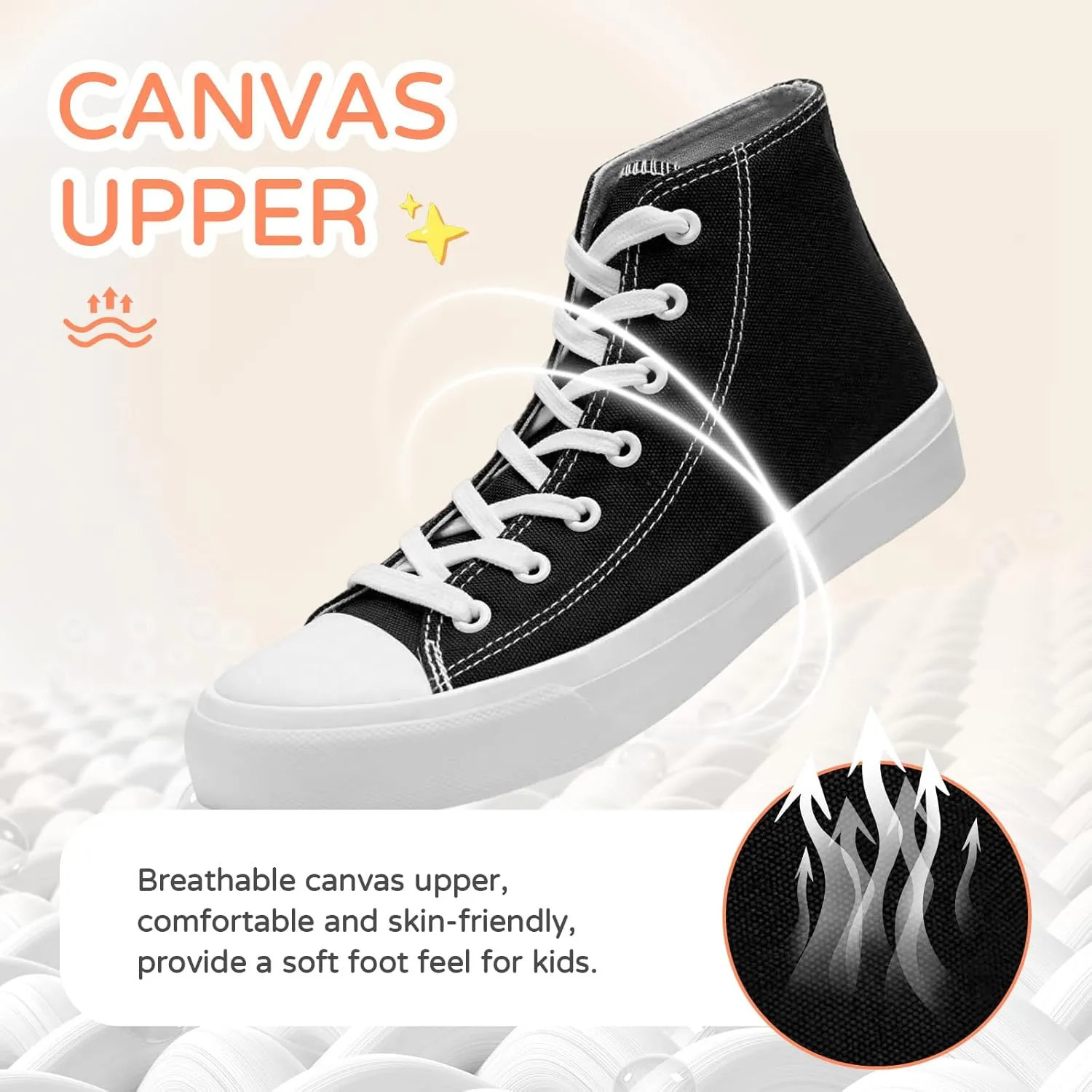 Kids Canvas Sneakers for Girls Boys High Top Canvas Fashion Shoes Comfortable Classic Casual Lace up Walking Running Shoes